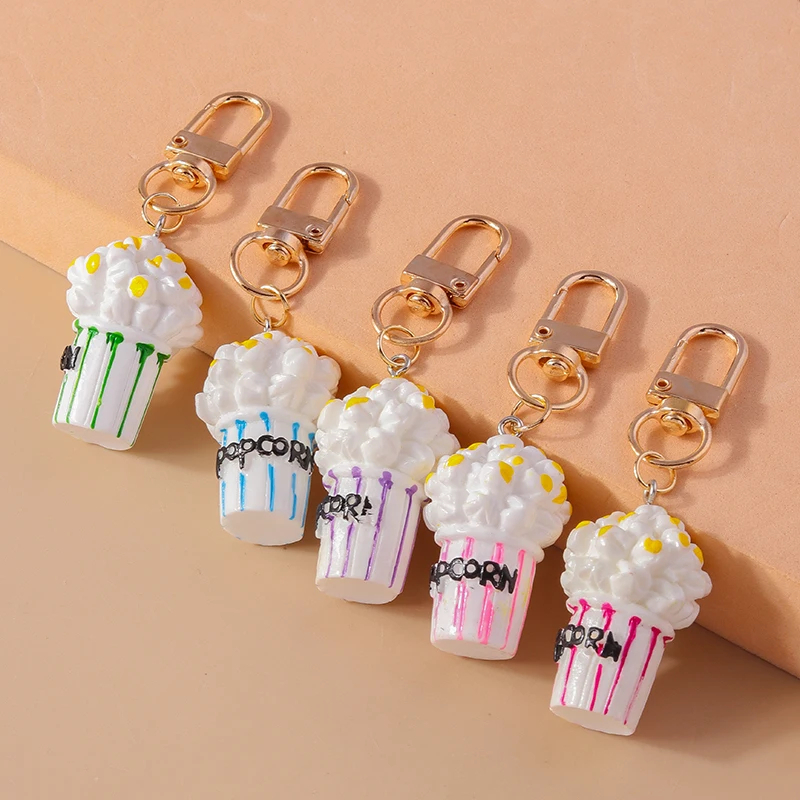 3D Deco Popcorn Charm Clip Keyring (5 Colours)