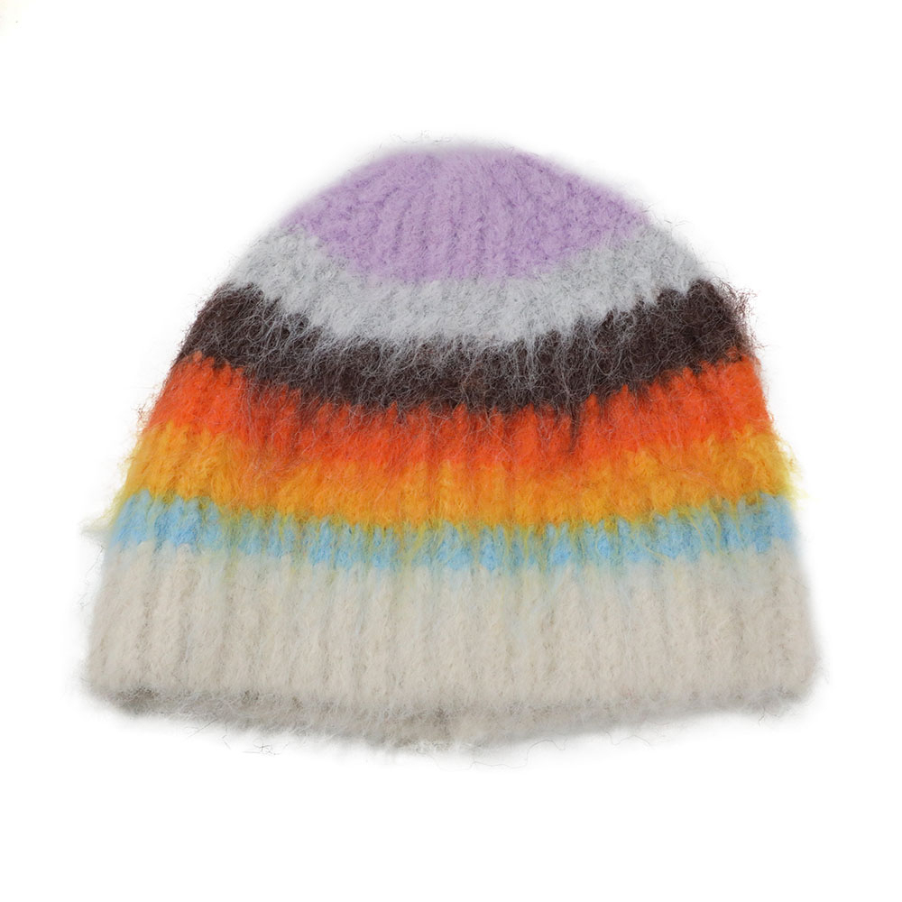 Fluffy Striped Beanie Hat (5 Colours)