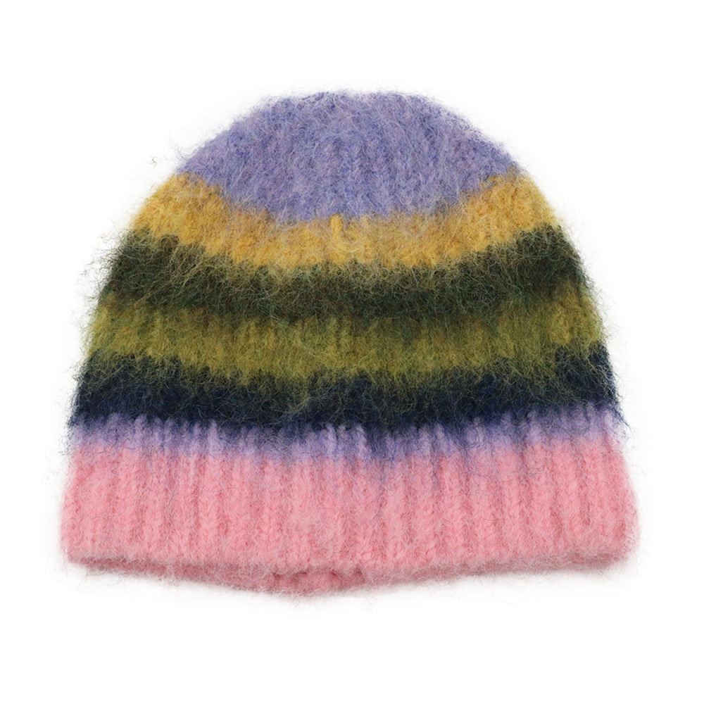 Fluffy Striped Beanie Hat (5 Colours)