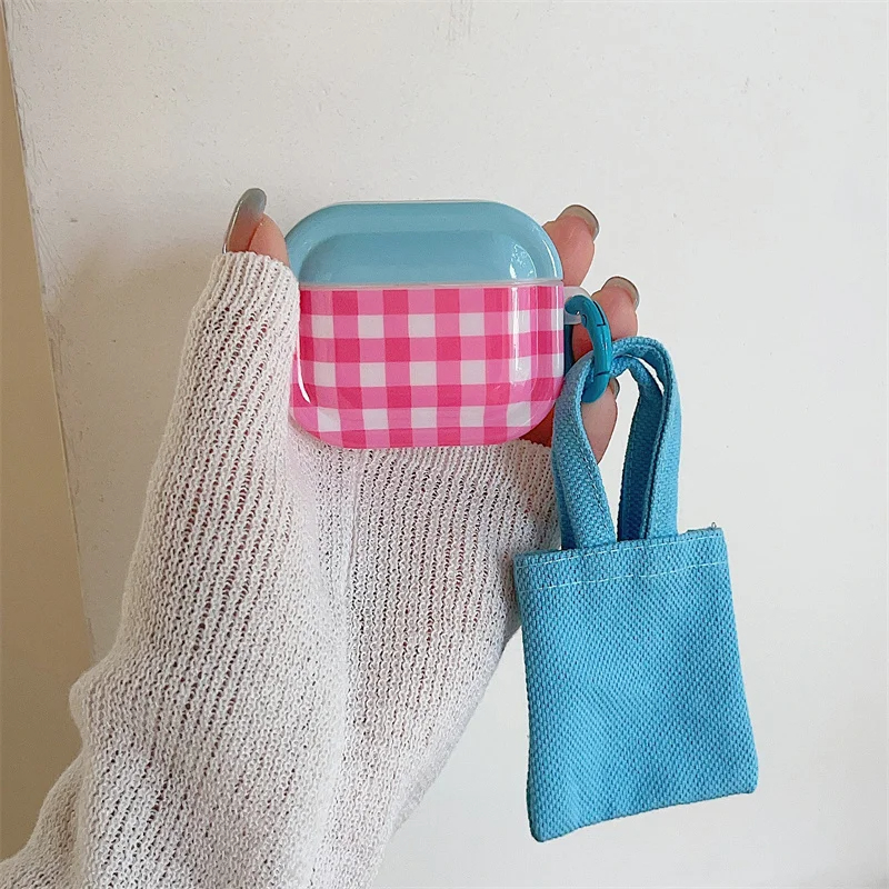 Gingham AirPods Charger Case Cover with Mini Tote Bag (2 Colours)