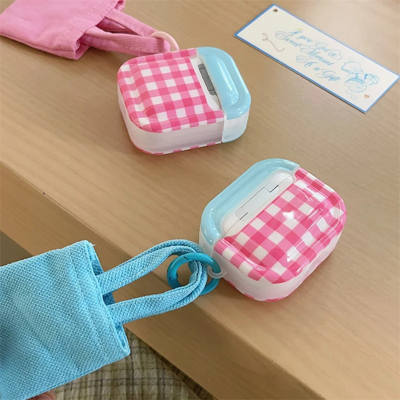 Gingham AirPods Charger Case Cover with Mini Tote Bag (2 Colours)