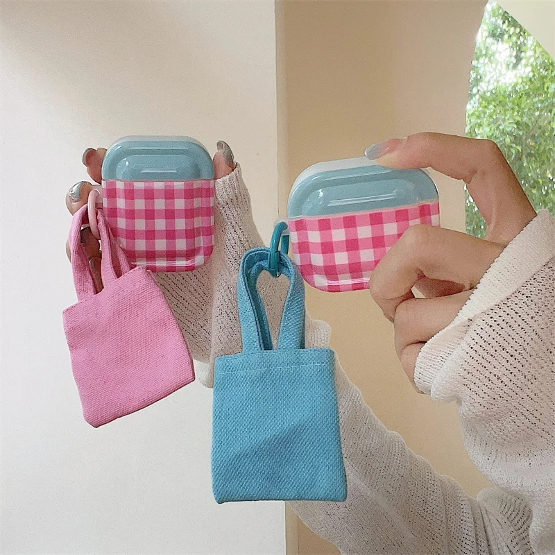 Gingham AirPods Charger Case Cover with Mini Tote Bag (2 Colours)