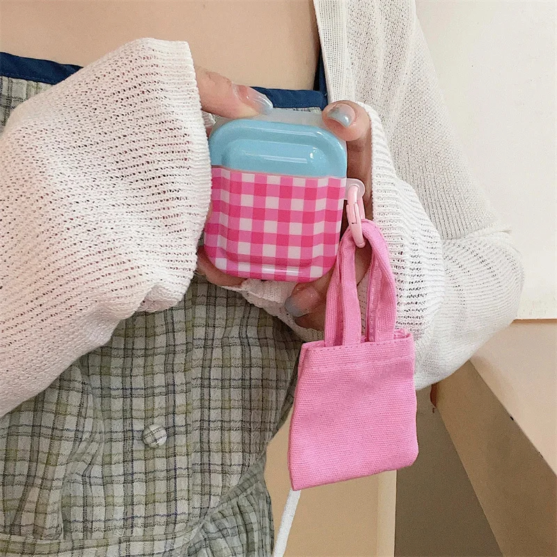 Gingham AirPods Charger Case Cover with Mini Tote Bag (2 Colours)