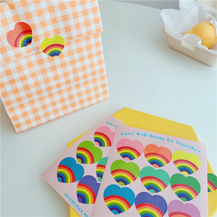 Rainbow Hearts Sticker Sheet (9 Stickers)