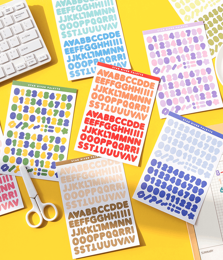 Alphabet Letter Sticker Sheet Set (6 Sheets)