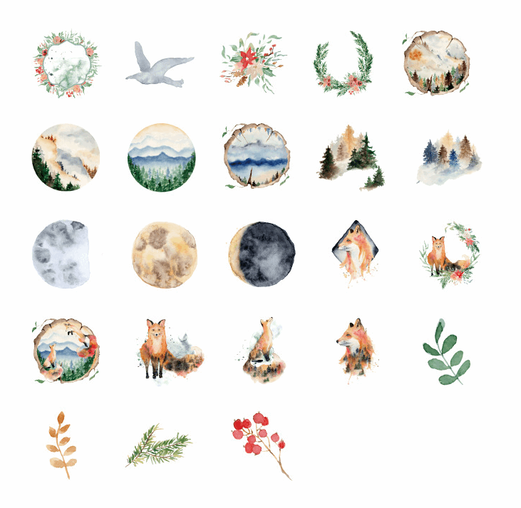 Autumn Fox Sticker Set (46 Stickers)