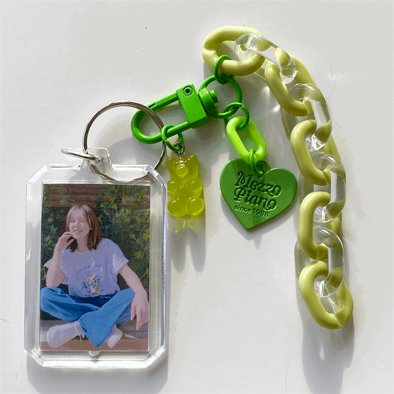 Acrylic Charm Chain Photo Frame Keychain (8 Colours)