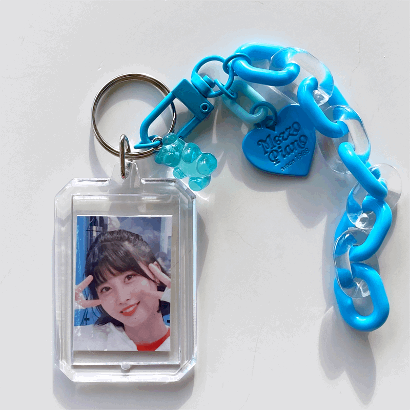 Acrylic Charm Chain Photo Frame Keychain (8 Colours)