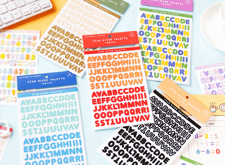 Alphabet Letter Sticker Sheet Set (6 Sheets)