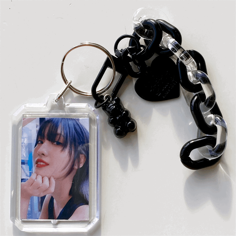 Acrylic Charm Chain Photo Frame Keychain (8 Colours)