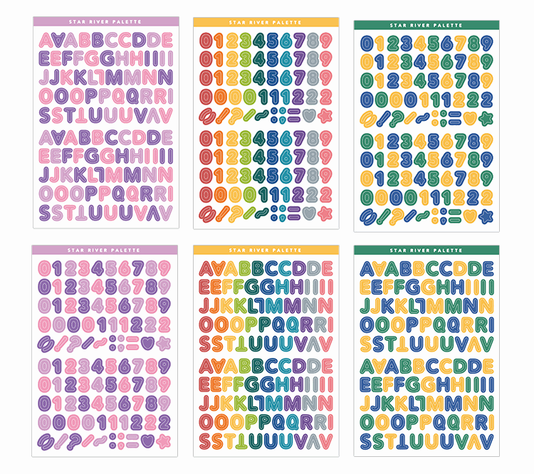 Alphabet Letter Sticker Sheet Set (6 Sheets)