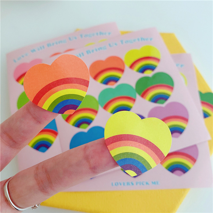 Rainbow Hearts Sticker Sheet (9 Stickers)