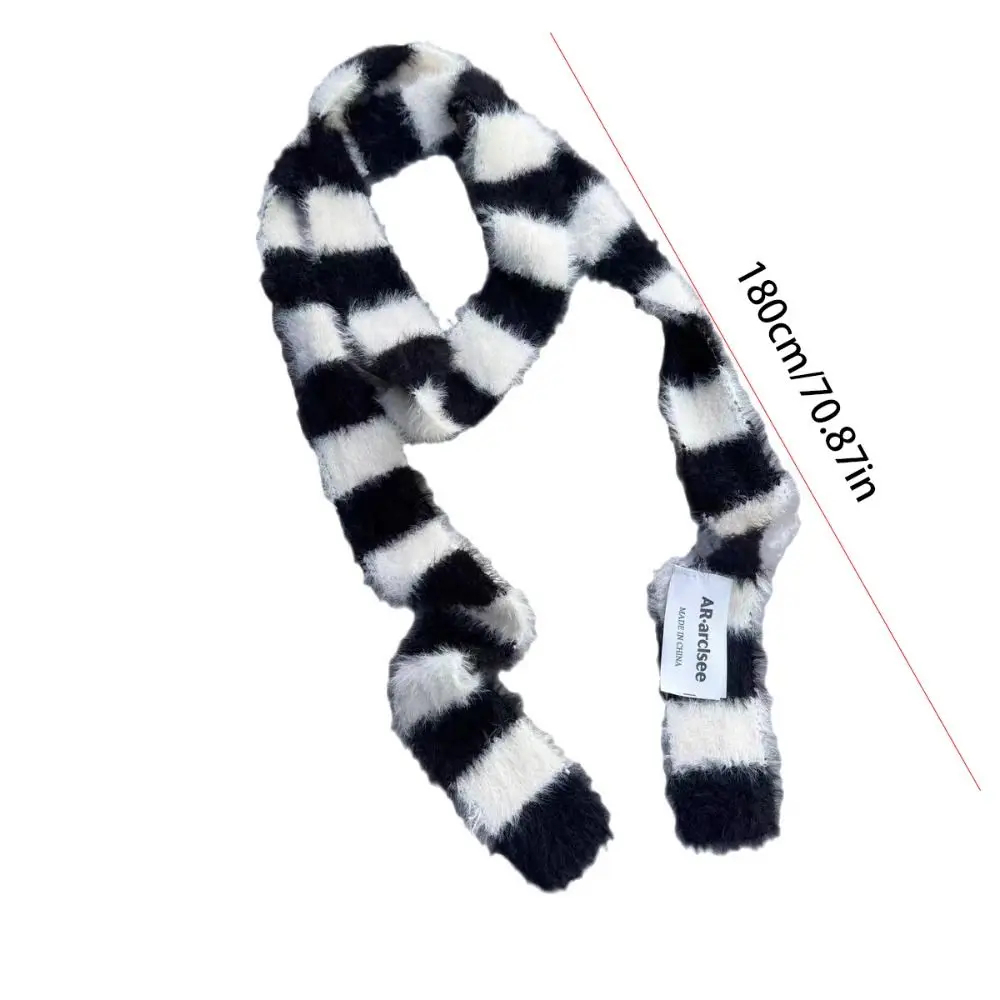 y2k Fluffy Striped Skinny Scarf (5 Colours)