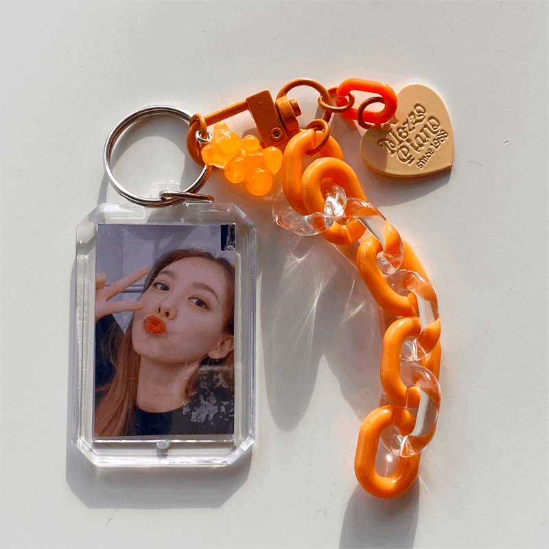 Acrylic Charm Chain Photo Frame Keychain (8 Colours)