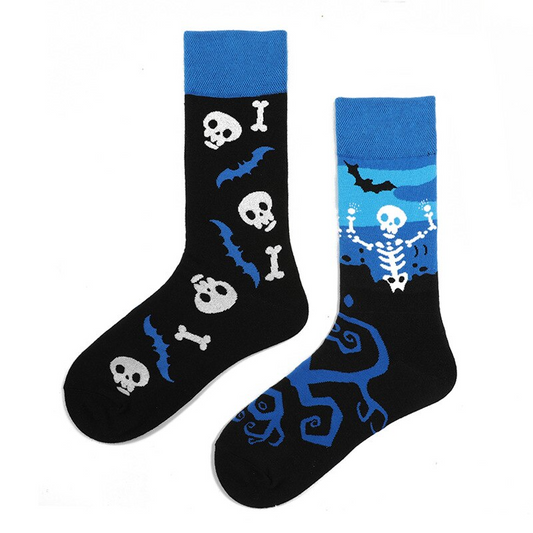 Mismatched Crew Socks: Skeletons