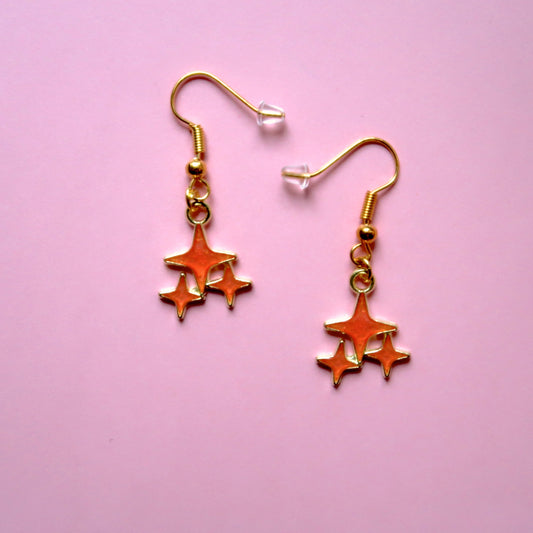 Dangly Pink Spangle Star Earrings