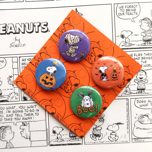 Snoopy/Peanuts Comics Vintage Style Halloween Pin Badge Button Set (4 pcs)