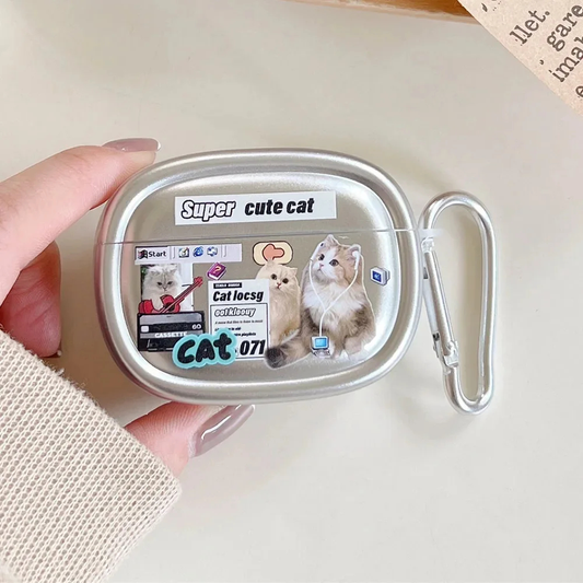 Meme-y Cat Collage AirPods Charger Case Cover