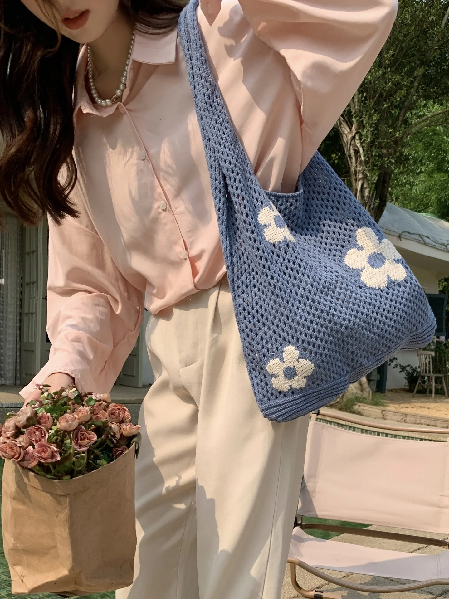 Daisy Knitted Tote (10 Colours)