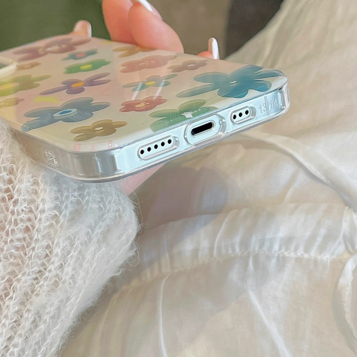 y2k Iridescent Flowers iPhone Case