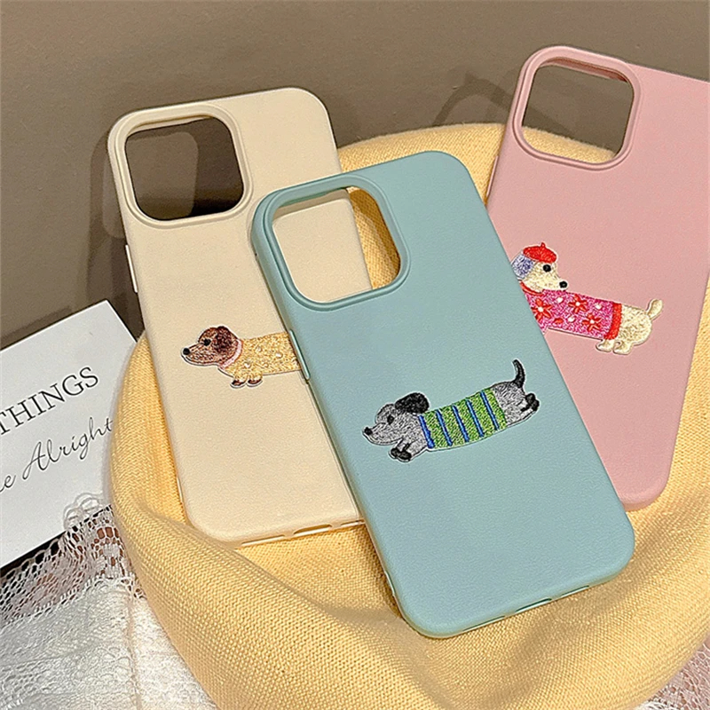 Fashion Puppy Embroidery iPhone Case (4 Designs)