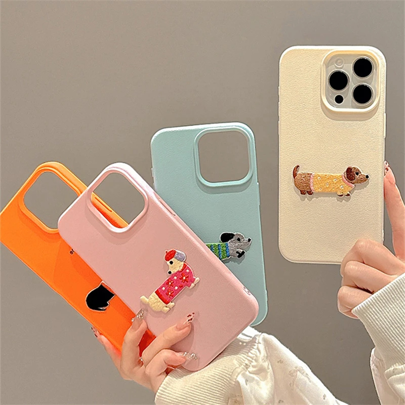 Fashion Puppy Embroidery iPhone Case (4 Designs)