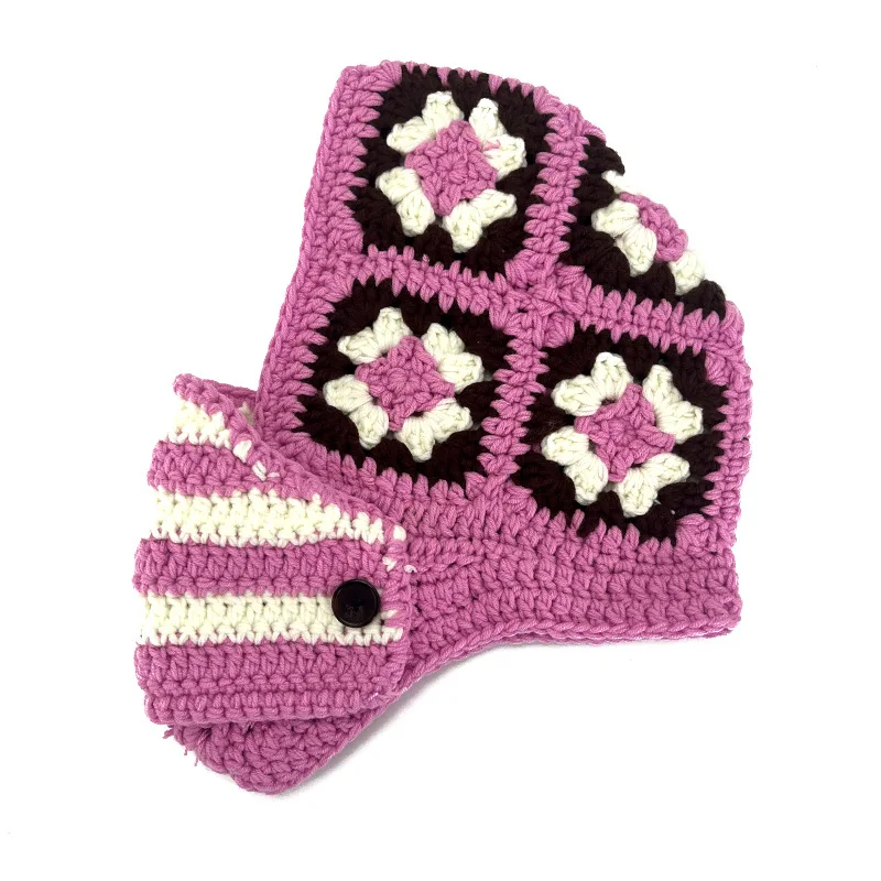 Crochet Granny Square Convertible Balaclava Hat (6 Colours)