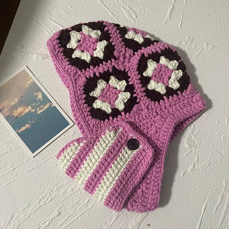 Crochet Granny Square Convertible Balaclava Hat (6 Colours)