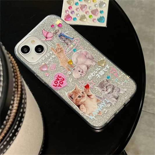 Glitter Kitten Collage iPhone Case