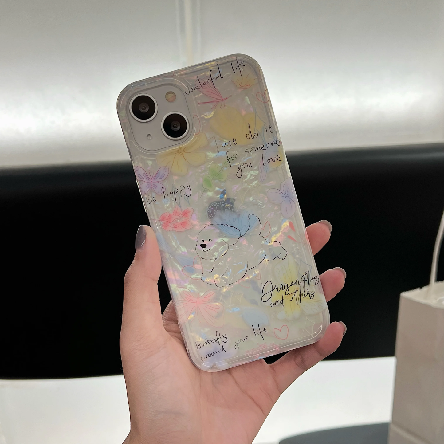 Doodle Puppy Pearlescent iPhone Case