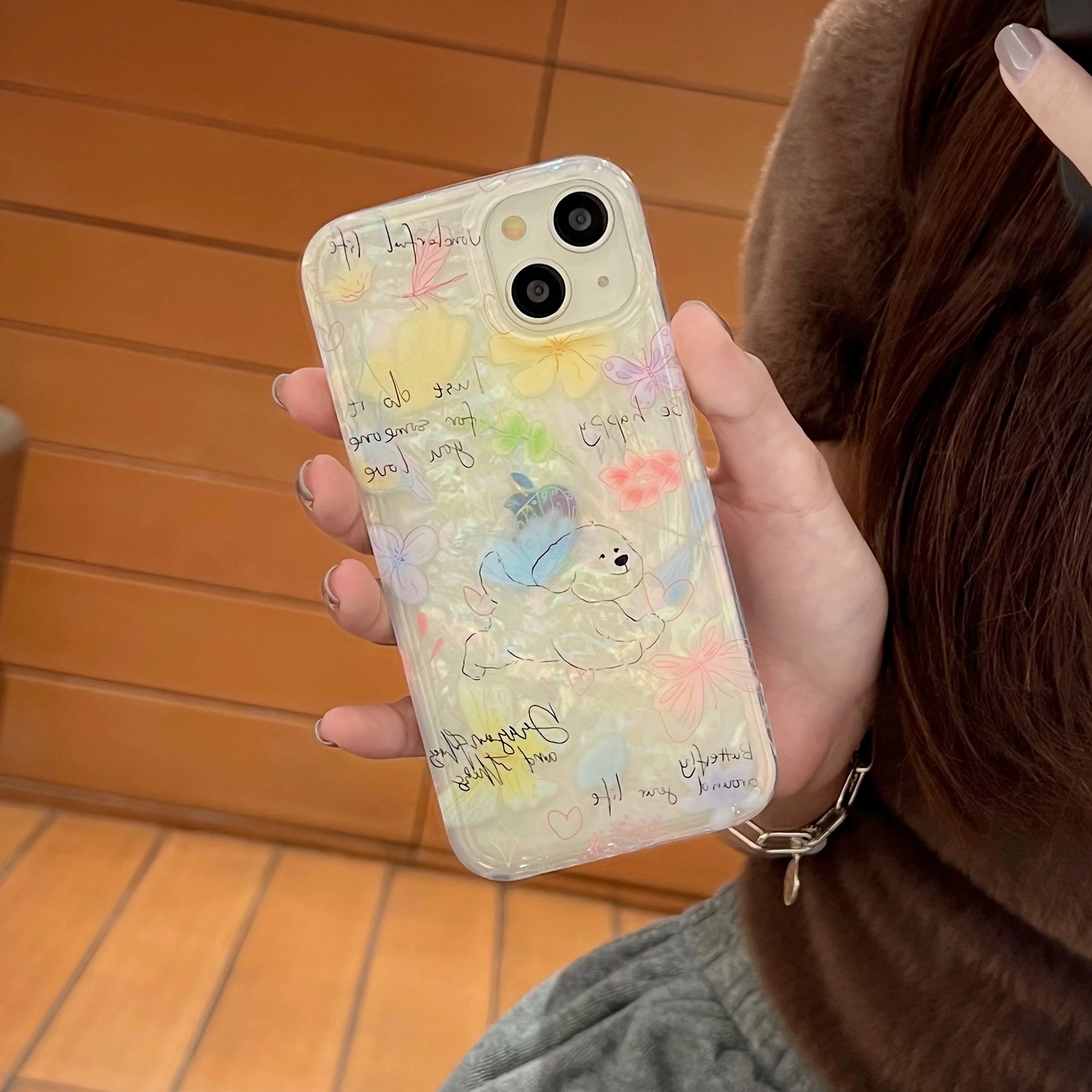 Doodle Puppy Pearlescent iPhone Case