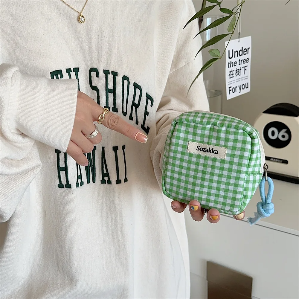 Gingham Check Zipper Pouch (3 Colours)