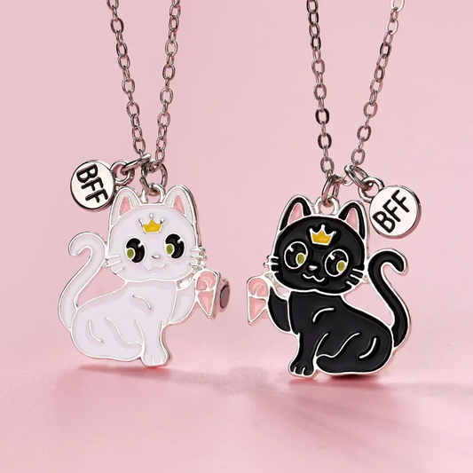 Kitty Cat Charm Friendship Necklace (Set of 2)