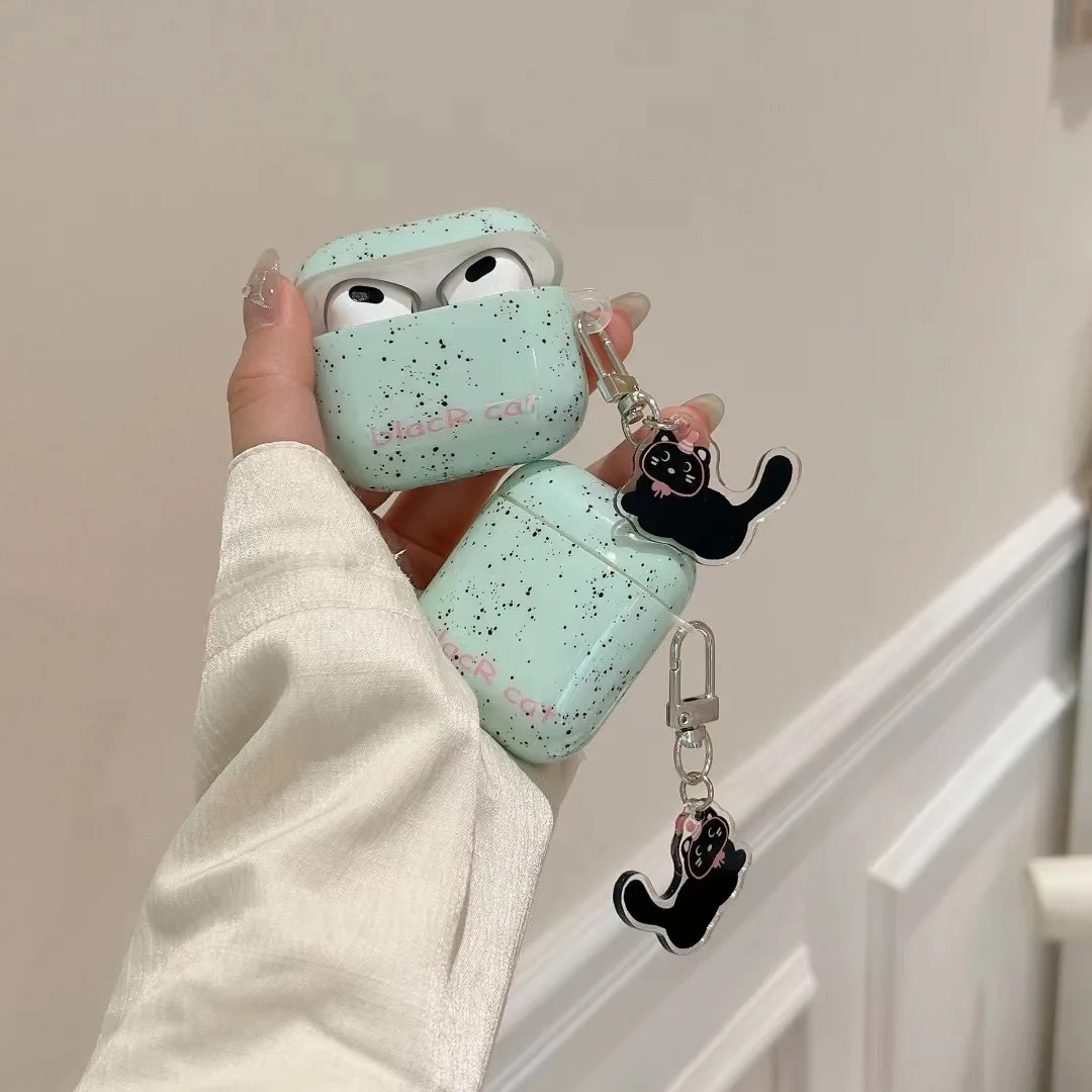 Mint Chocolate AirPods Charger Case Cover with Cat Charm