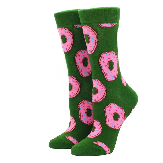 Pink Donut Crew Socks