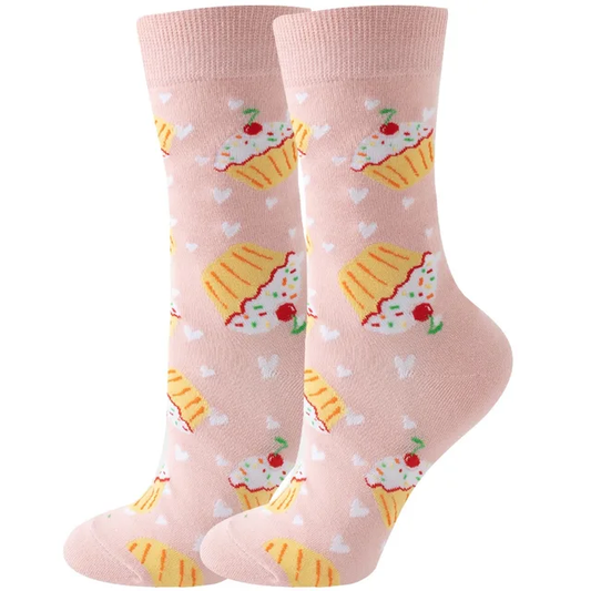 Cherry Cupcakes Crew Socks