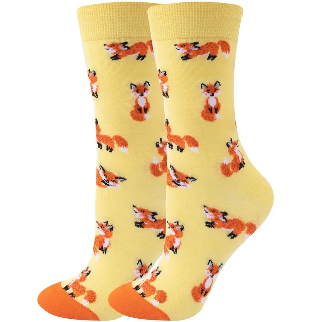 Fox Pattern Crew Socks