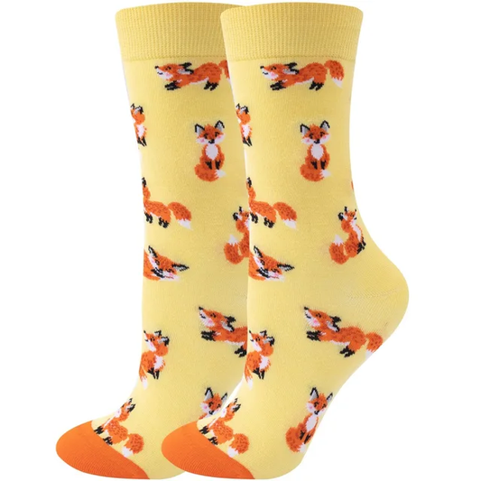 Fox Pattern Crew Socks