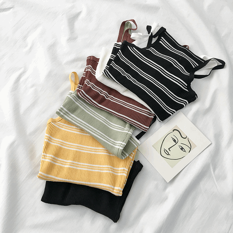 90s Stripe Knit Tank (6 Colours) - Ice Cream Cake