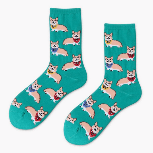 Bandana Corgi Pattern Socks - Ice Cream Cake