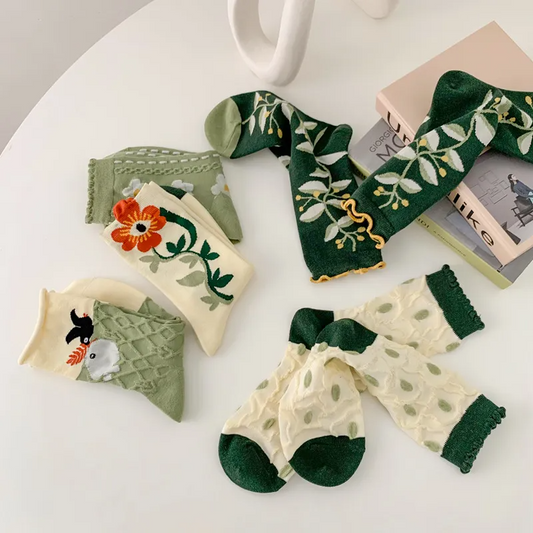 Green Garden Crew Socks (5 Designs)