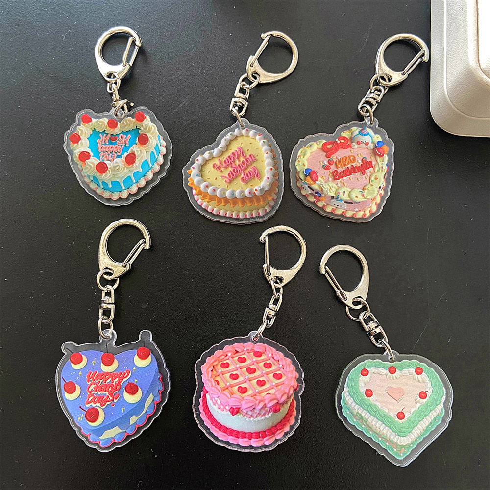 Retro Deco Cake Charm Clip Keychain (6 Colours)