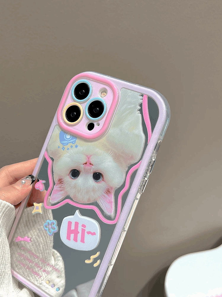 "Hi!" Cat Mirrored iPhone Case