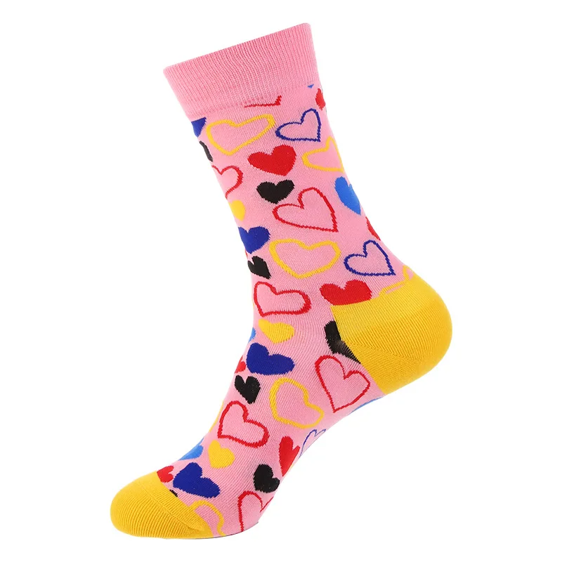 80s Heart Pattern Crew Socks