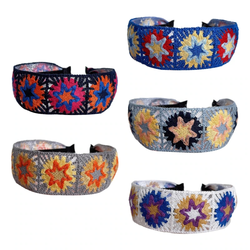 Star Flower Embroidery Headband (5 Colours)