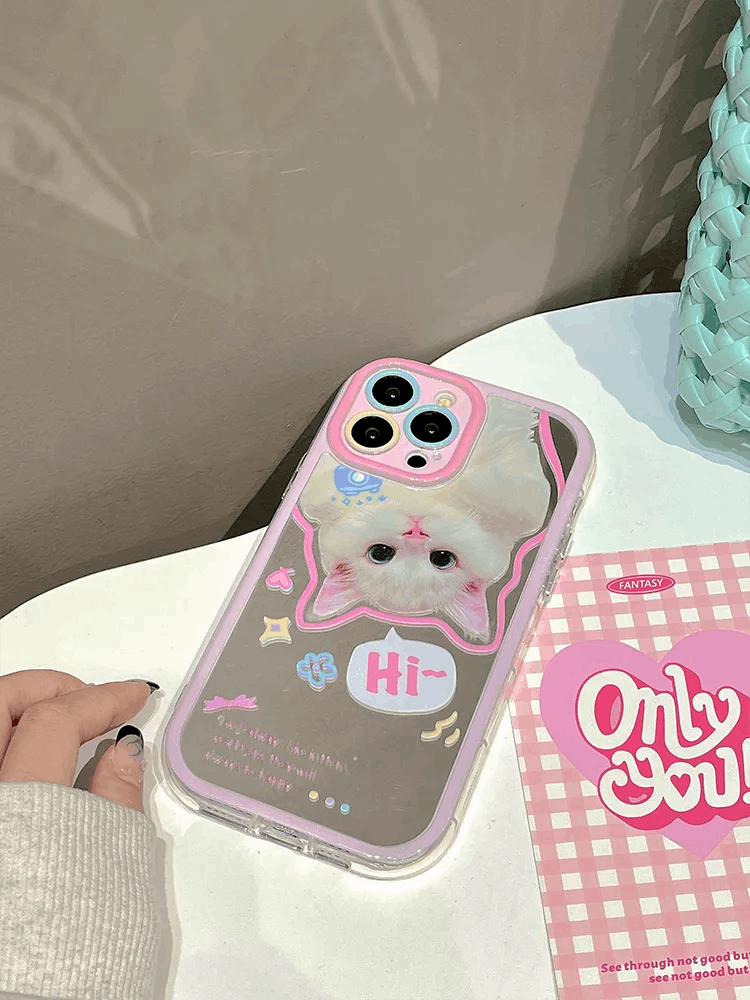 "Hi!" Cat Mirrored iPhone Case