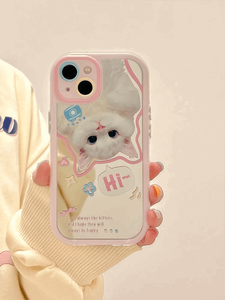 "Hi!" Cat Mirrored iPhone Case