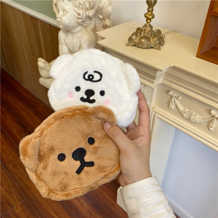 Plush Teddy Bear Face Zipper Pouch (2 Designs)