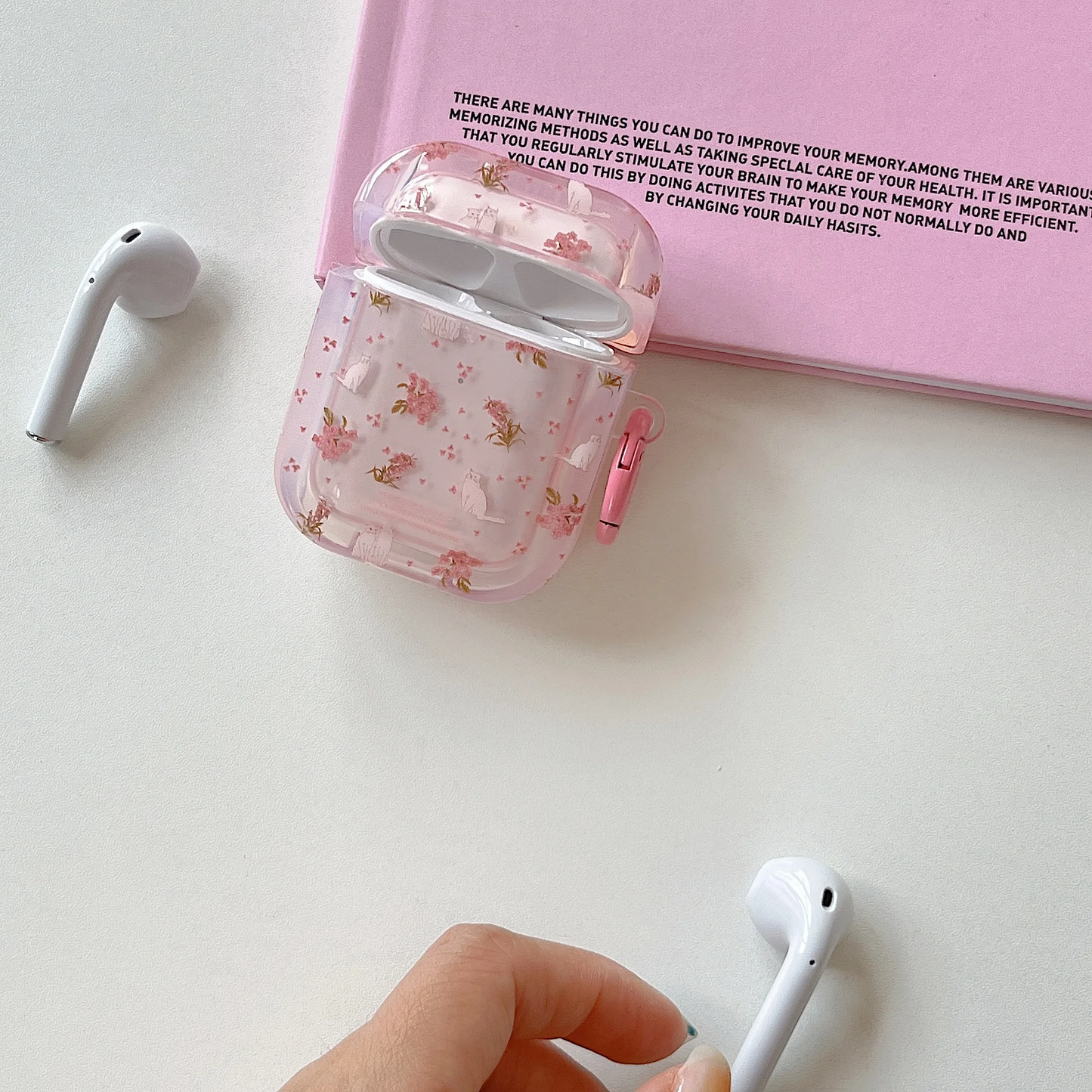 Cherry Blossom Cats AirPods Charger Case Cover