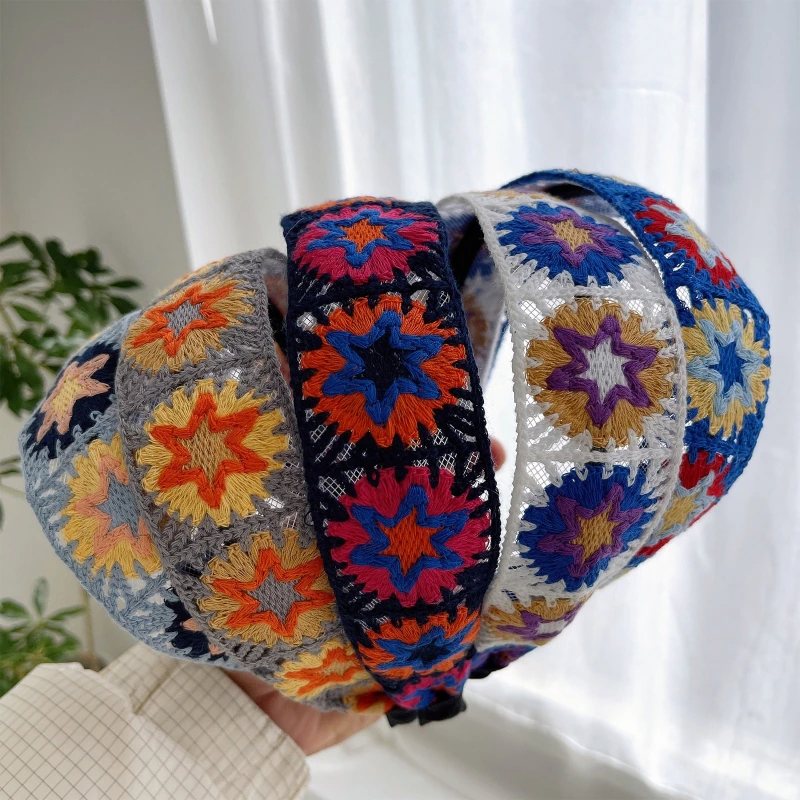 Star Flower Embroidery Headband (5 Colours)